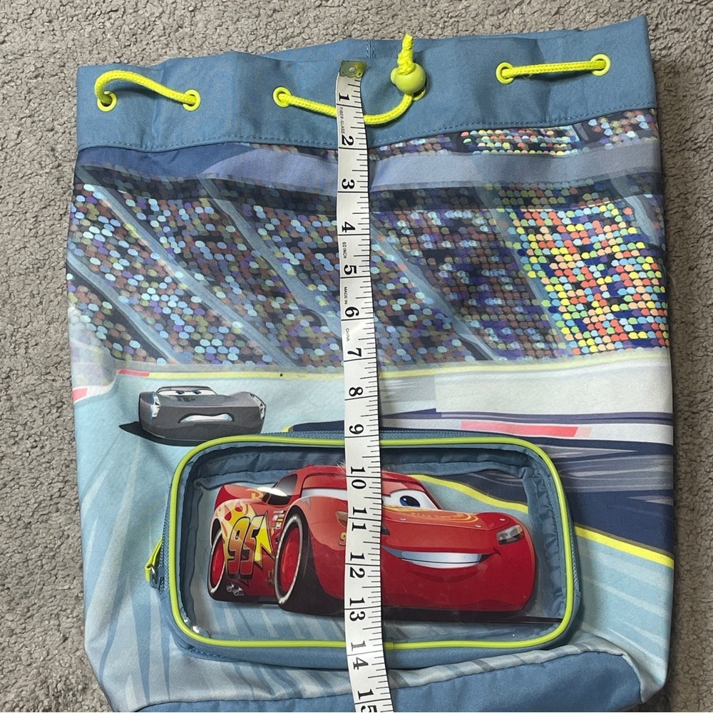 Disney Pixar Cars Lightning McQueen Drawstring Backpack - Picture 8 of 10